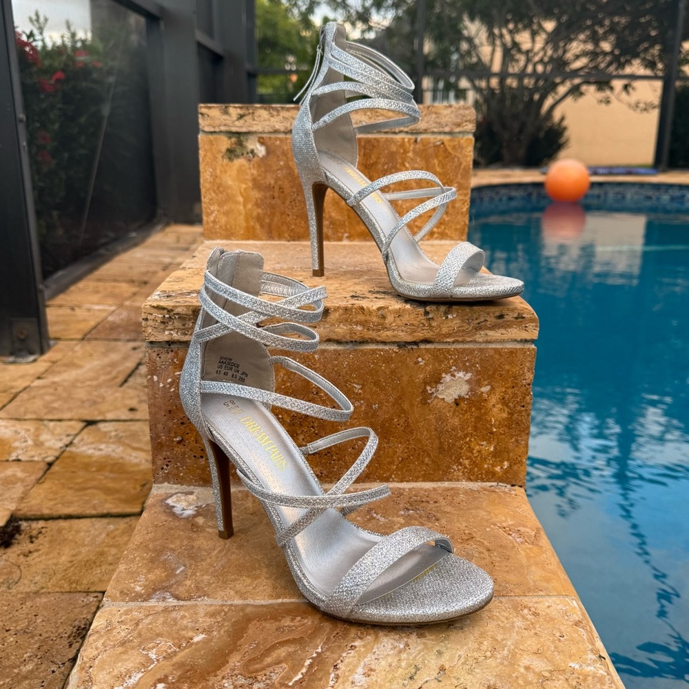 Silver Strappy High Heels - Picture 1 of 4